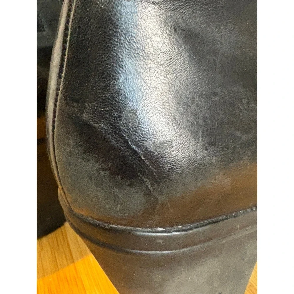Abeo Womens Black Leather Side Zip‎ Block Heel Ankle Booties size9.5 SKU114